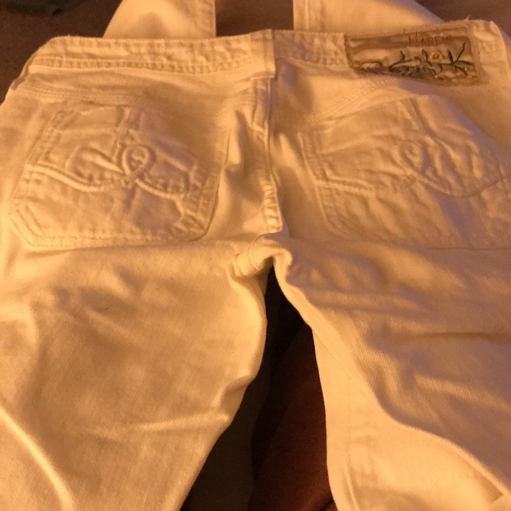 Hippie brand , size 9 authentic white womens  jeans long flare leg - Picture 12 of 16
